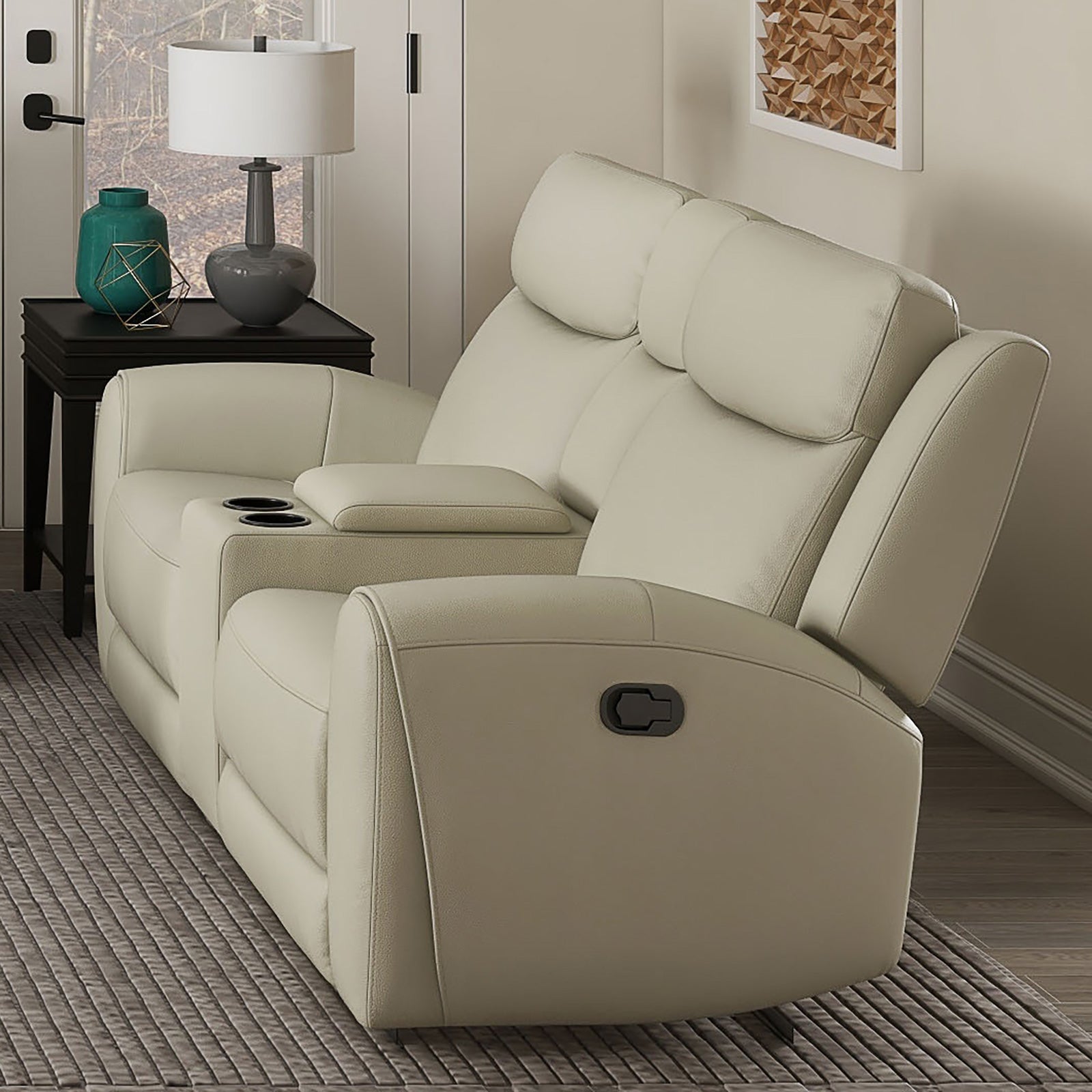 Jacobus Beige Leather Sofa & Loveseat