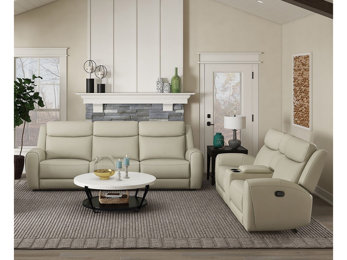 Jacobus Beige Leather Sofa & Loveseat