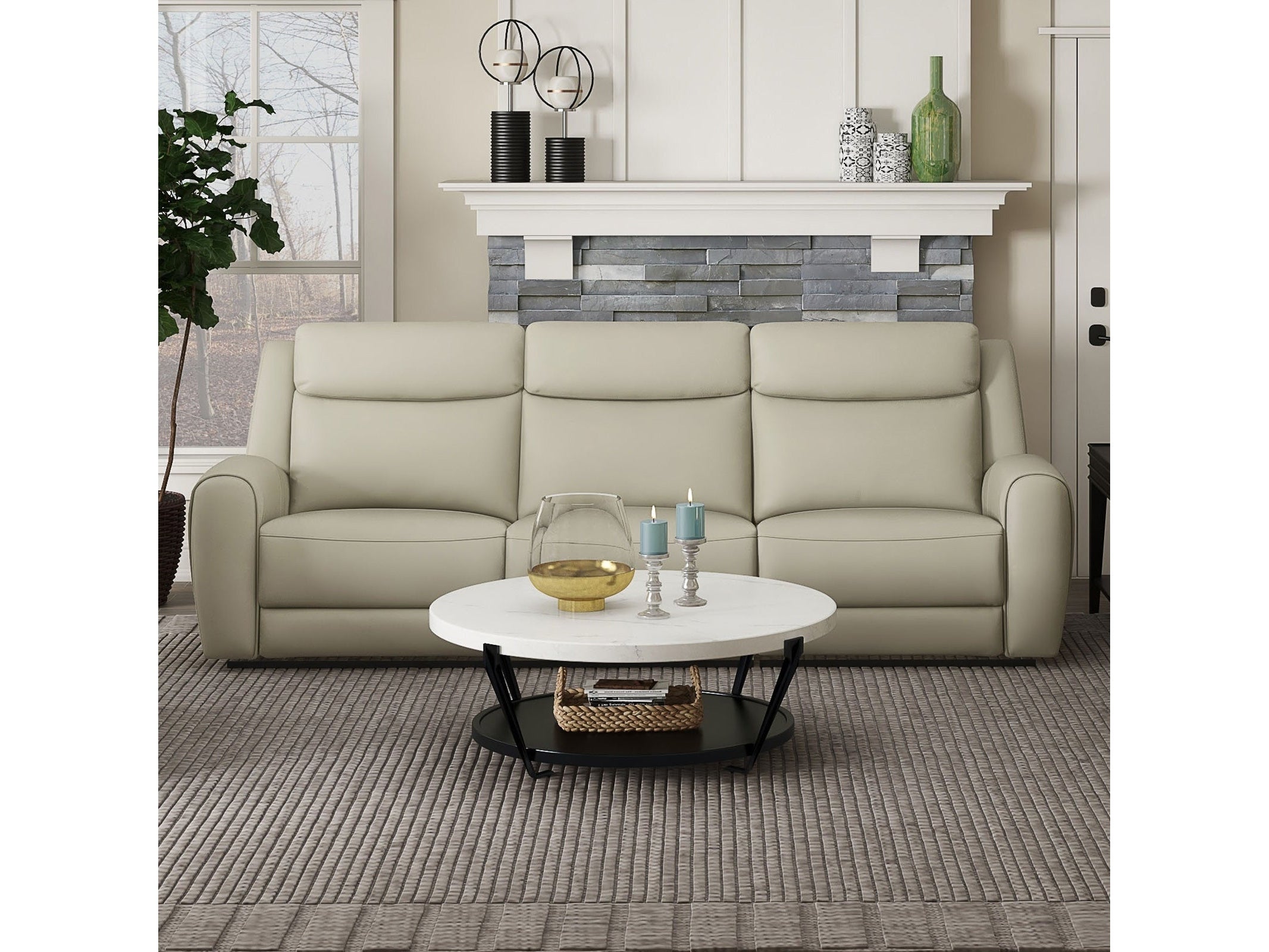 Jacobus Beige Leather Sofa