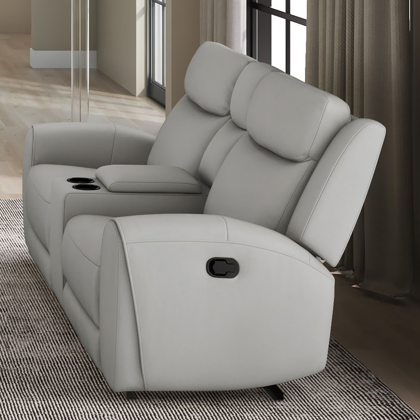Jacobus Light Gray Leather Sofa & Loveseat