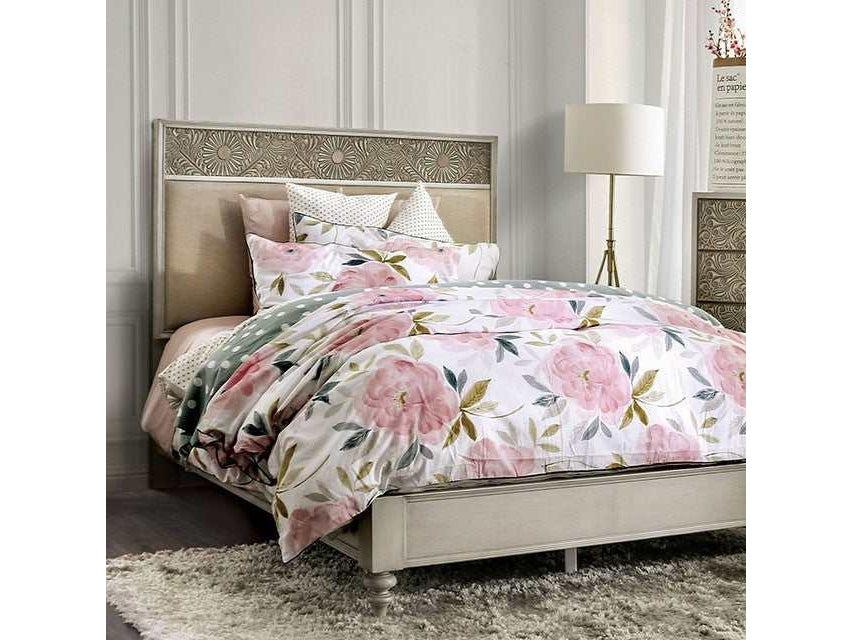 Jakarta Antique White/Beige Queen Bed
