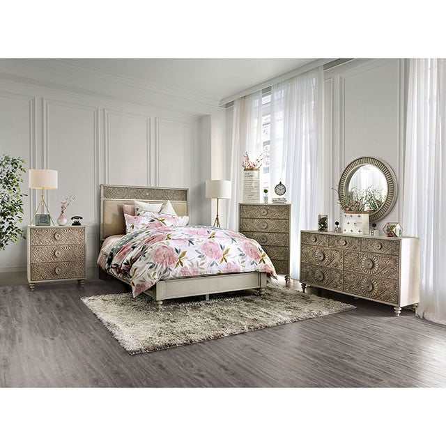 Jakarta Antique White/Beige Queen Bed
