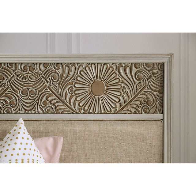 Jakarta Antique White/Beige Queen Bed