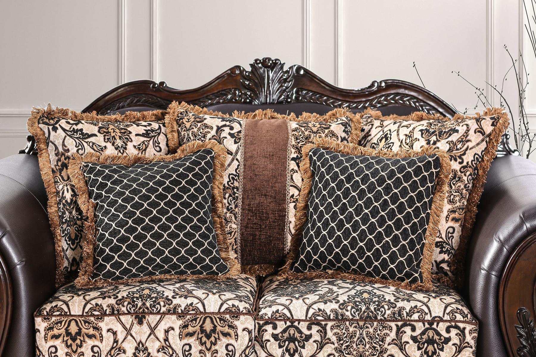 Jamael Brown & Espresso Stationary Sofa & Loveseat 2pc