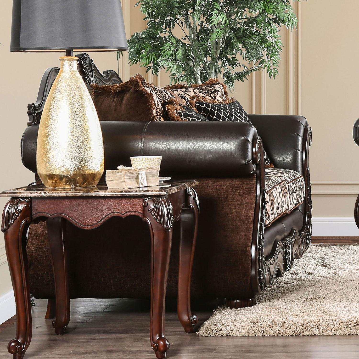 Jamael Brown & Espresso Stationary Sofa & Loveseat 2pc