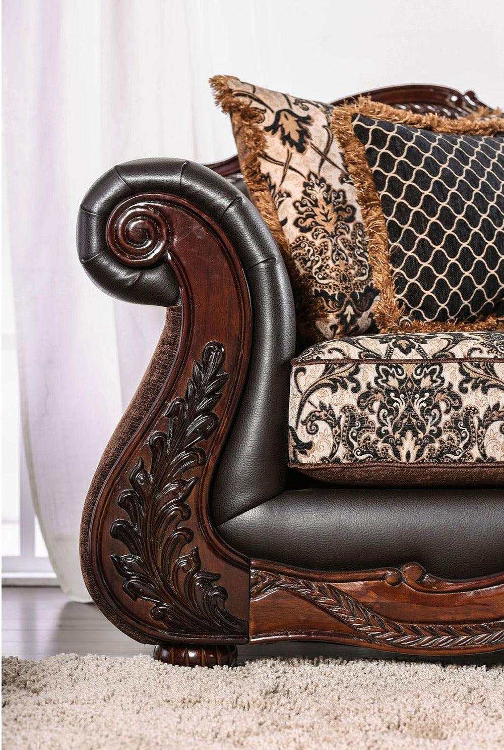 Jamael Brown & Espresso Stationary Sofa & Loveseat 2pc