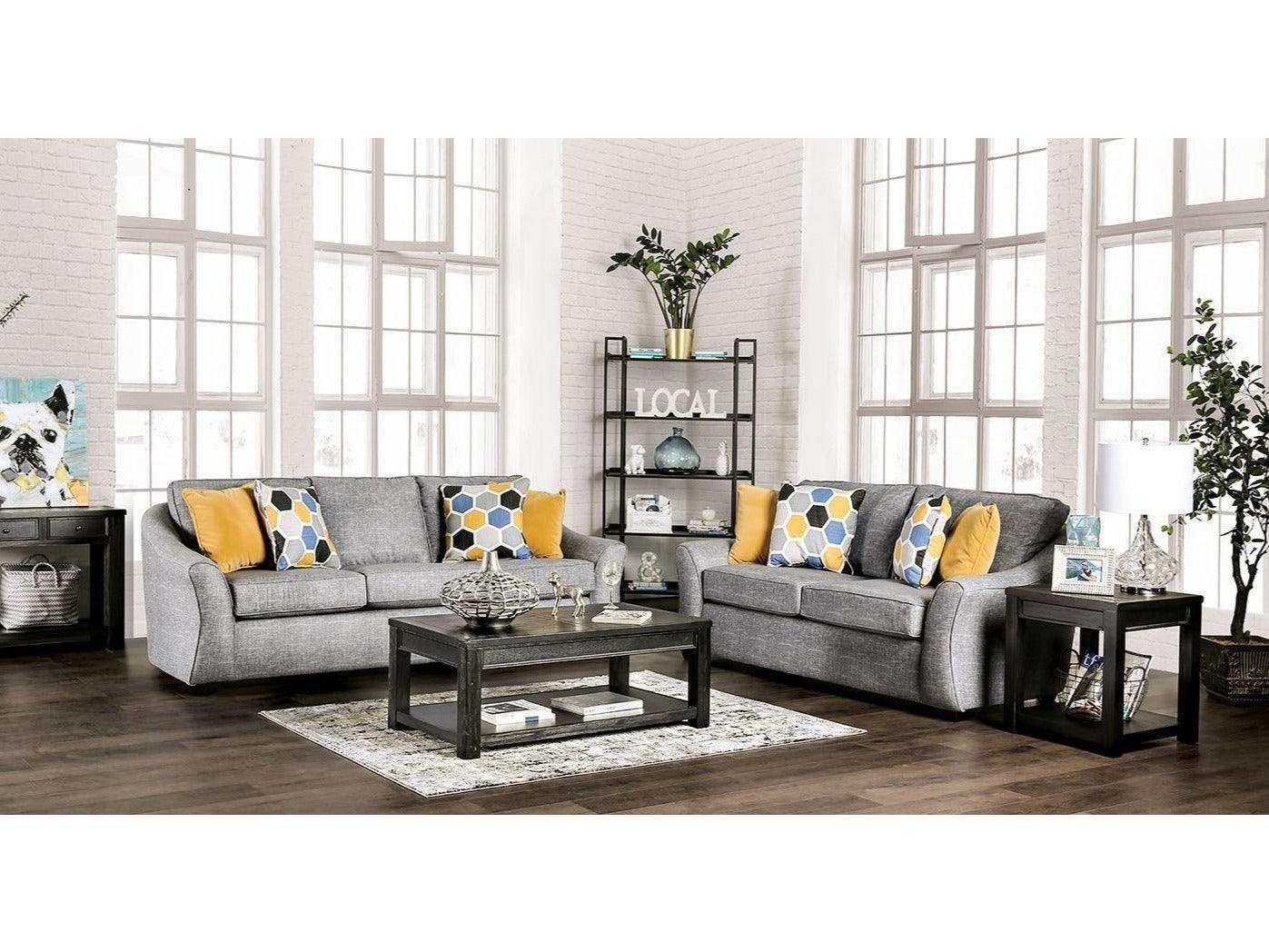 Jarrow Light Gray Stationary Sofa & Loveseat 2pc