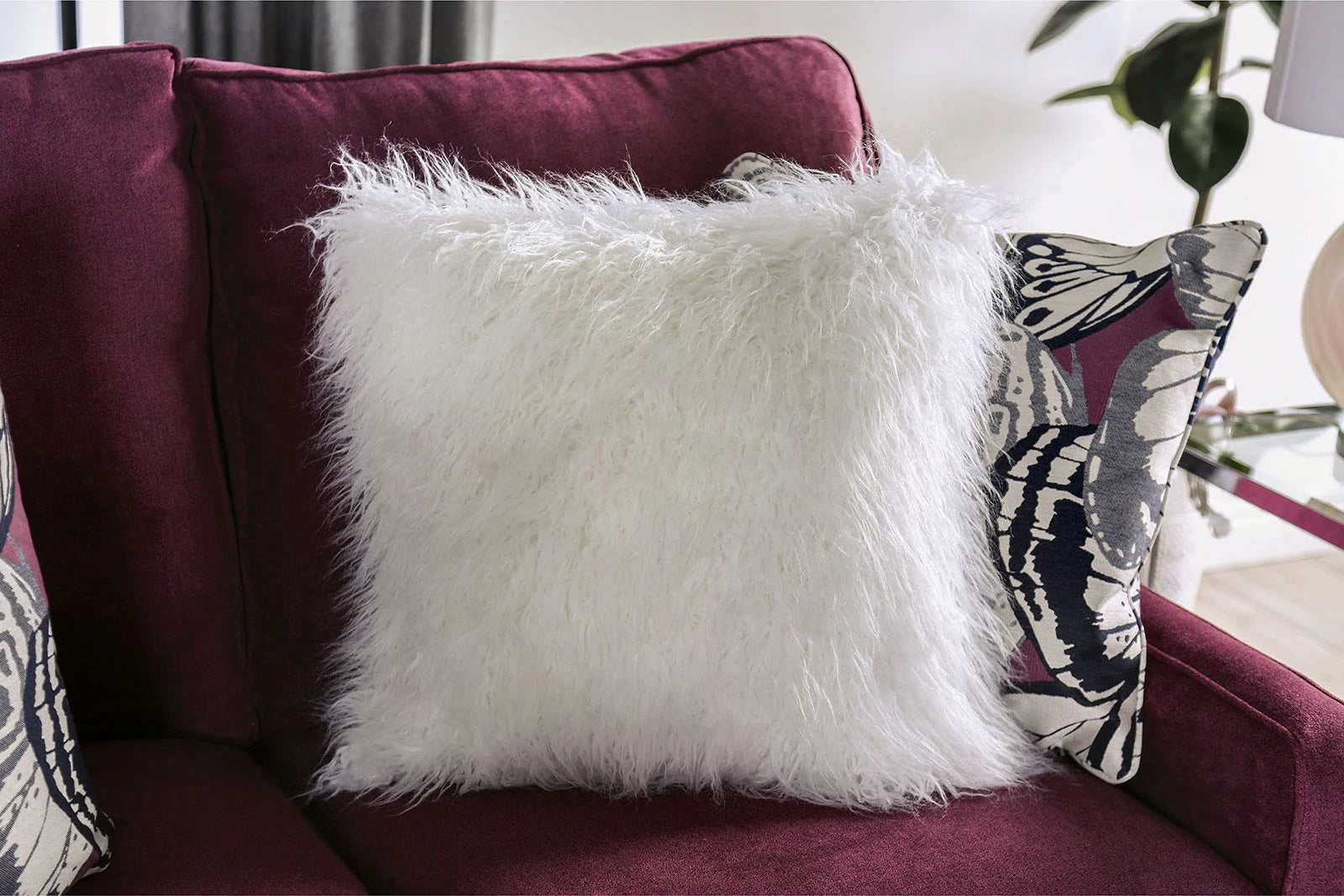Jillian Plum Stationary Sofa & Loveseat 2pc