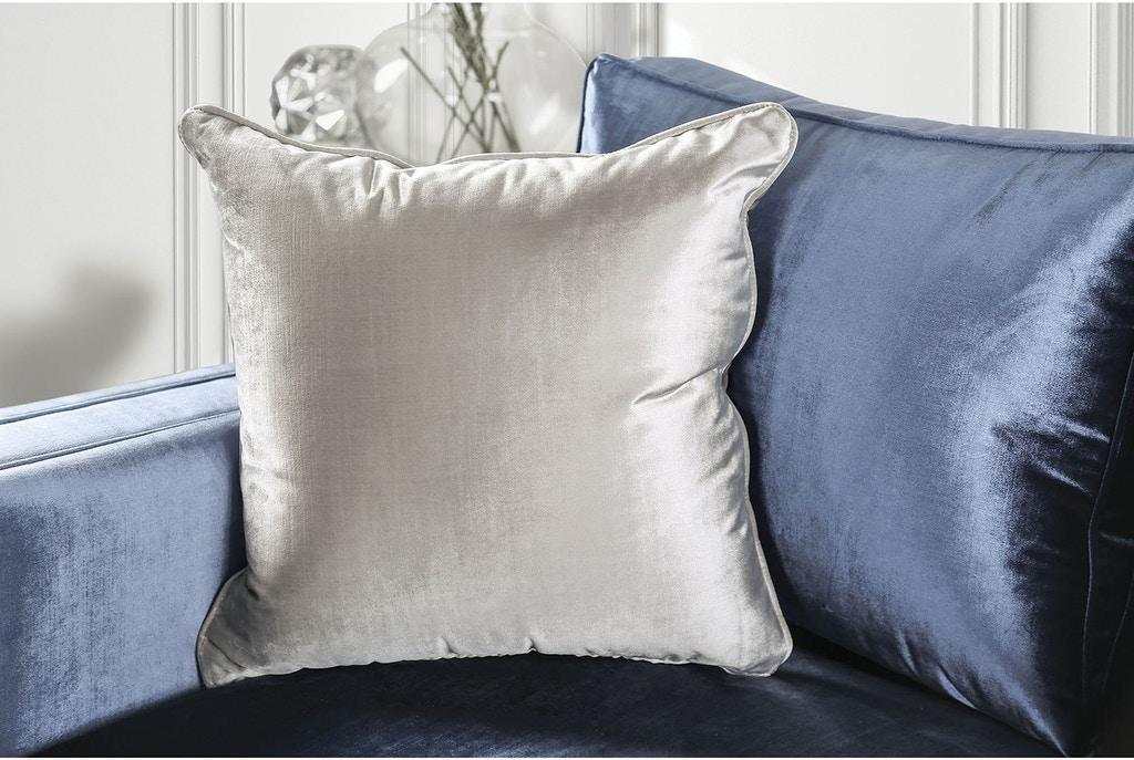 Jodie Satin Blue & Silver Stationary Sofa & Loveseat 2pc