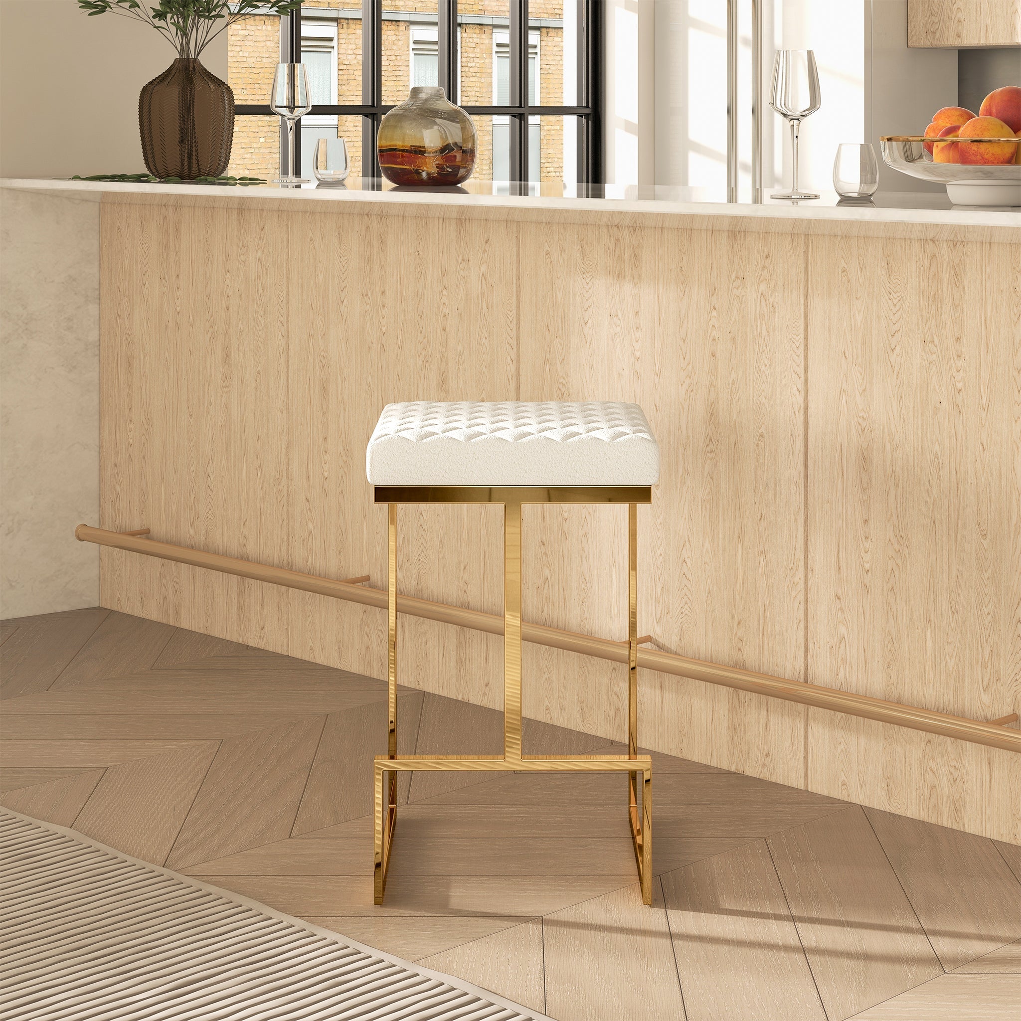 Joel Beige Boucle Counter Stool