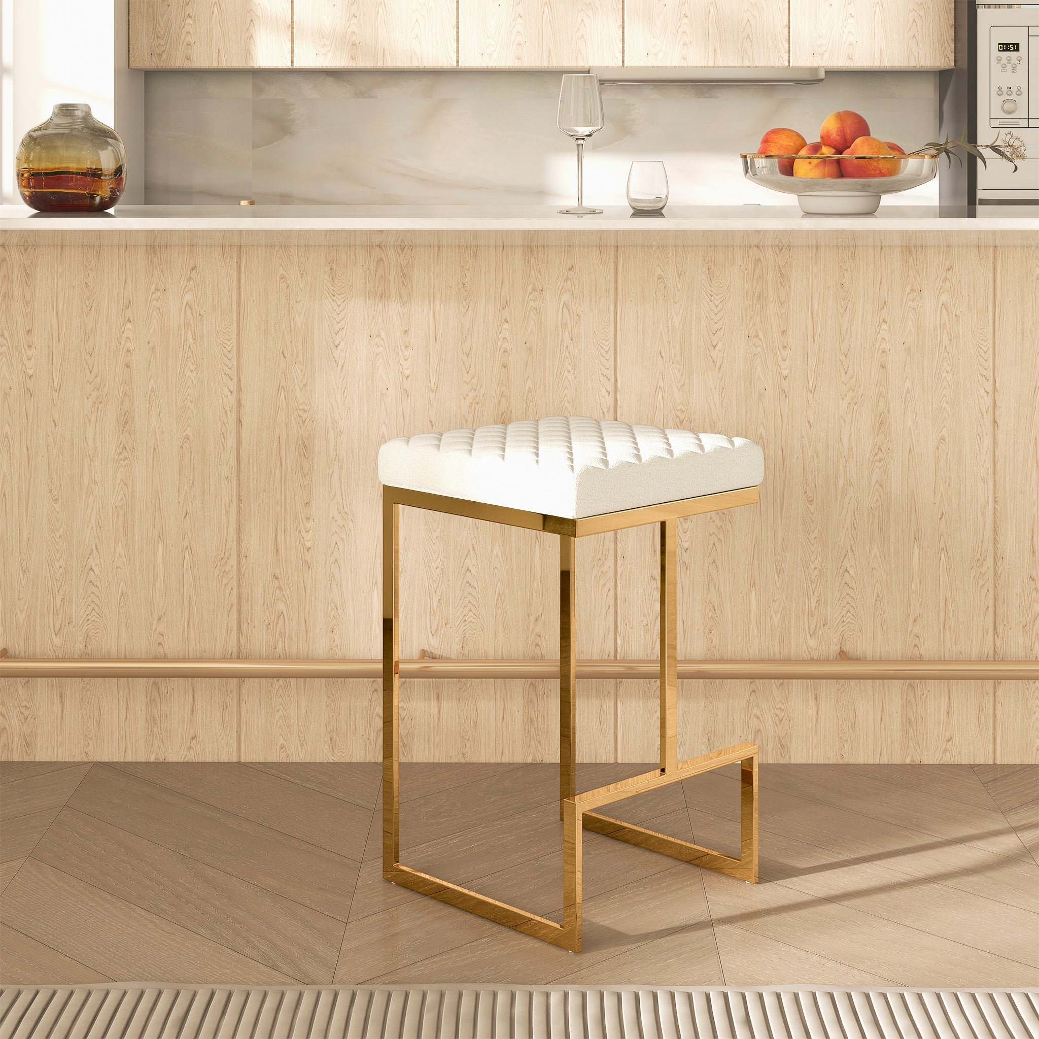 Joel Beige Boucle Counter Stool