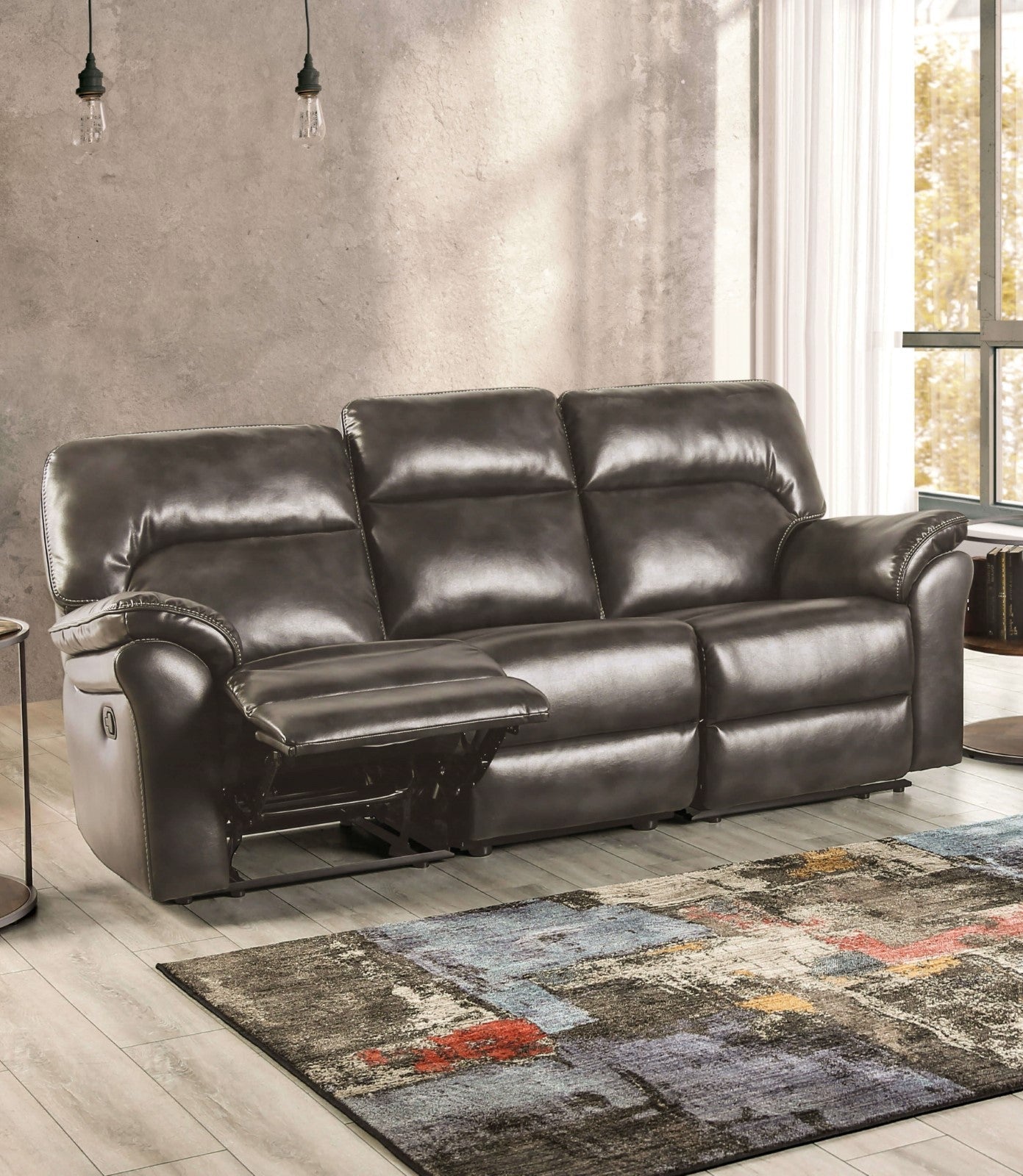 Josias Dark Gray Leatherette Sofa & Loveseat