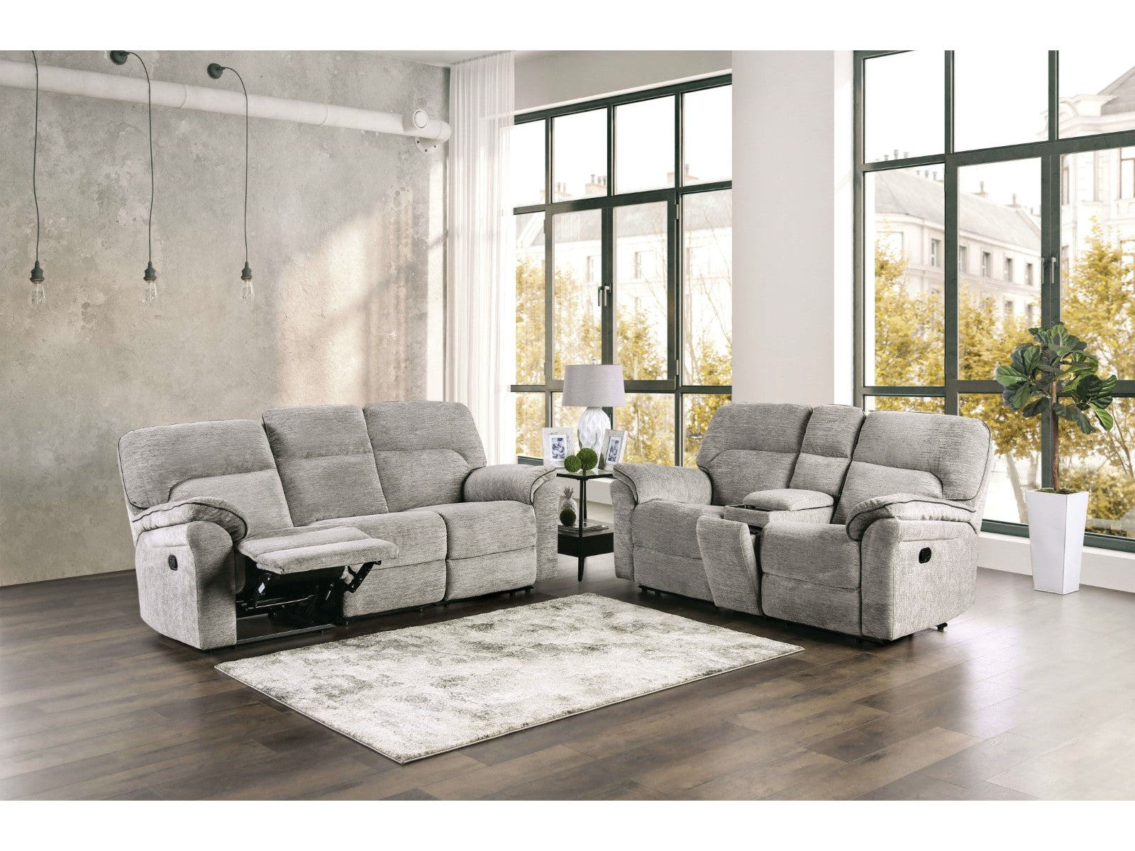 Josias Light Gray Fabric Sofa & Loveseat