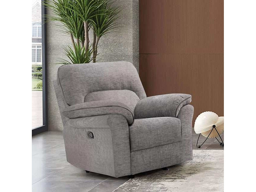 Josias Light Gray Leatherette Fabric Glider Recliner