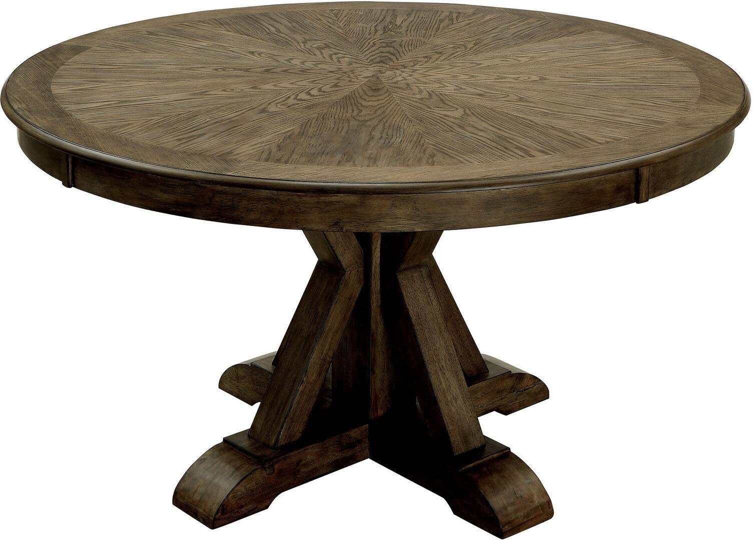Julia Light Oak & Beige Round Table Dining Room Set / 5pc