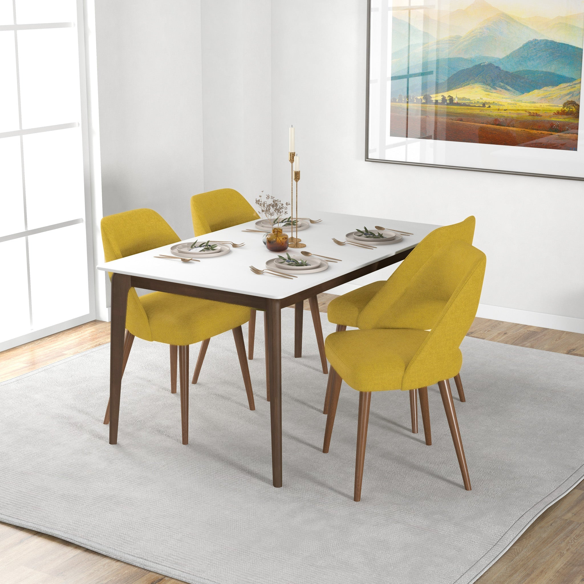 Juliana Mid Century Modern Yellow Fabric Dining Chair (Set Of 2)