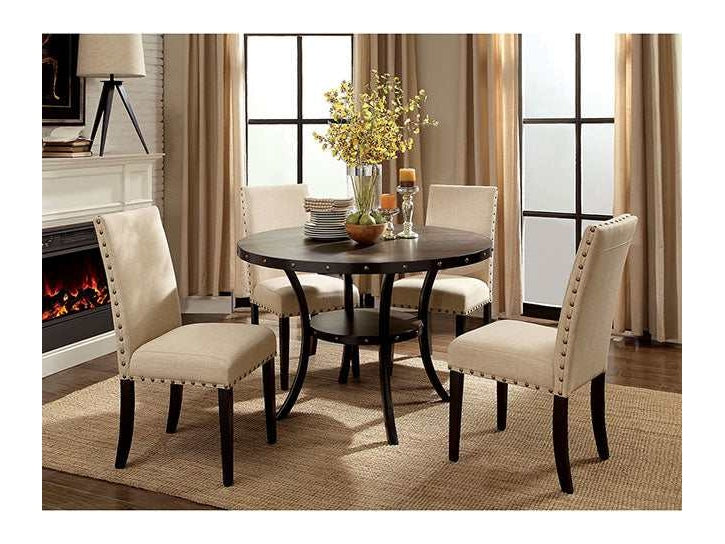 Kaitlin Light Walnut/Beige Round Dining Table