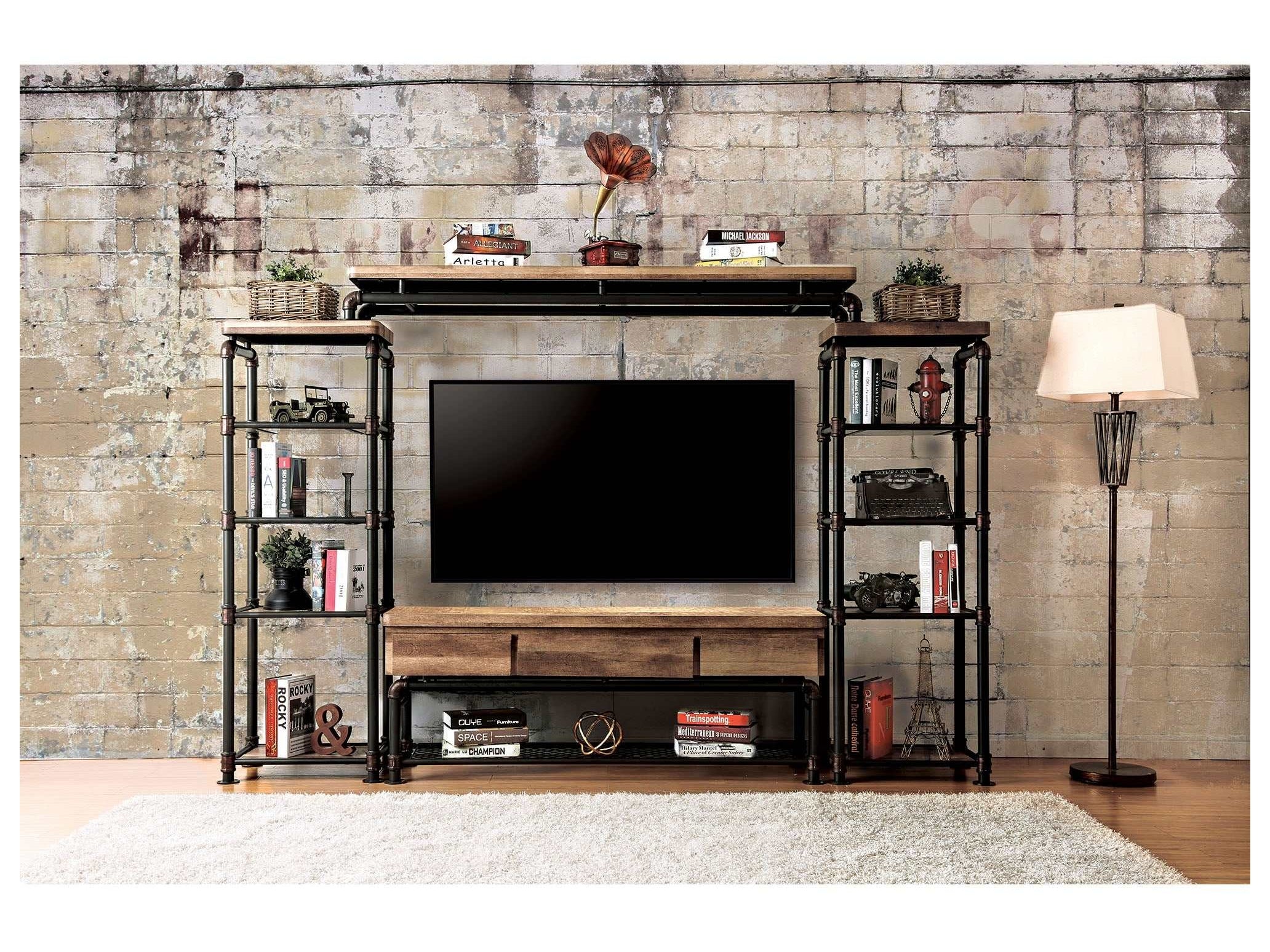 Kebbyll Antique Black/Natural Tone TV Stand