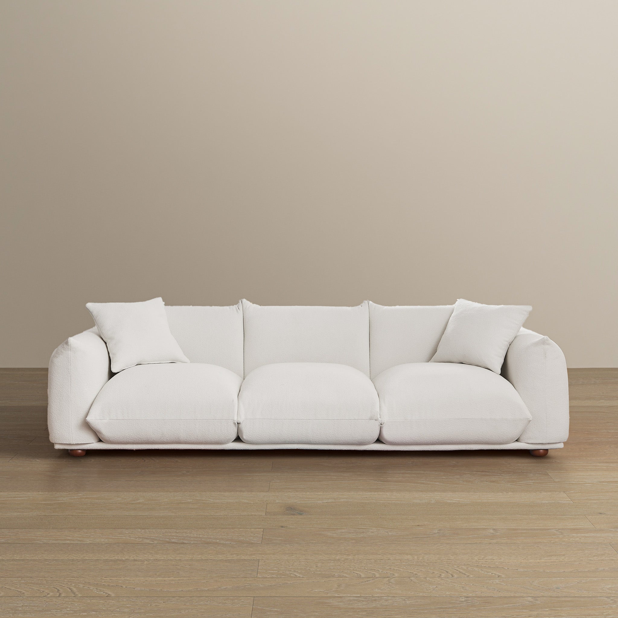 Kely  100'' Cream Boucle Upholstered Sofa