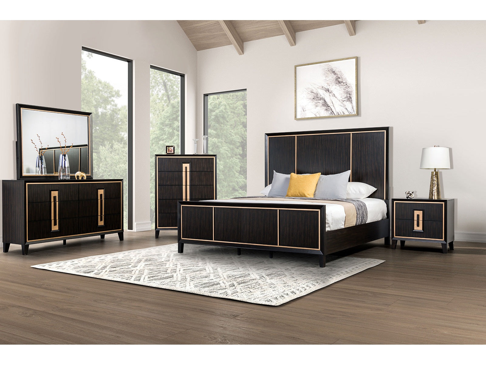 Kenyada Espresso Queen 5 Piece Bedroom Set w/Chest