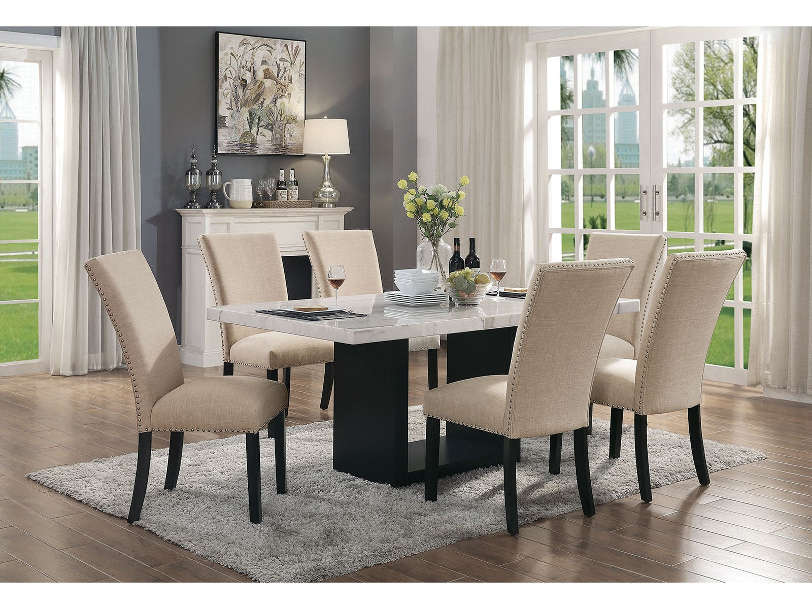 Kian White/Black 7 Pc. Dining Room Set