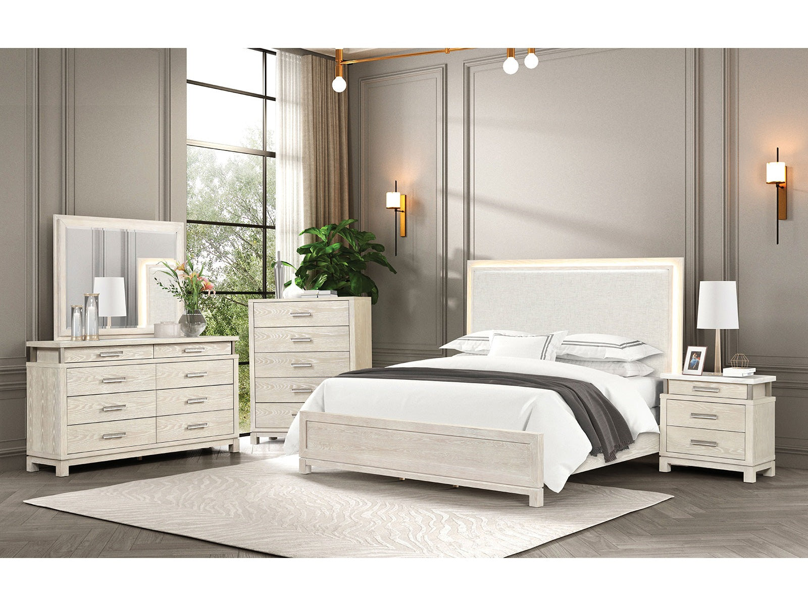 Lafayette Weathered Gray Queen 5 Piece Bedroom Set w/Chest
