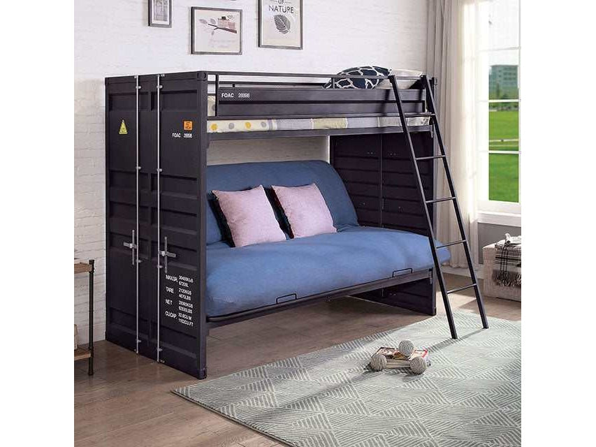Lafray Black Twin Bunk Bed w/ Futon Base