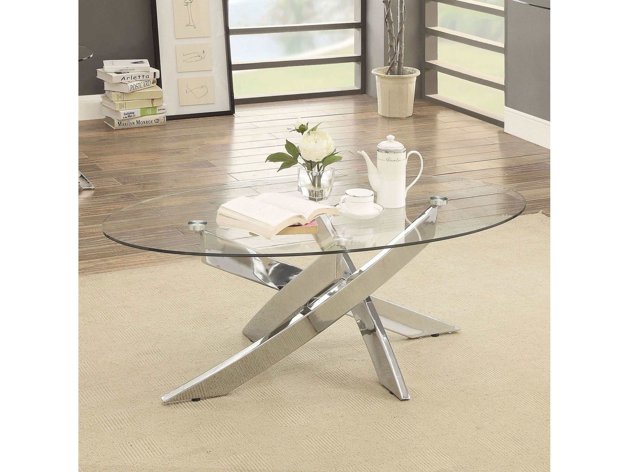 Laila Chrome & Glass Coffee Table
