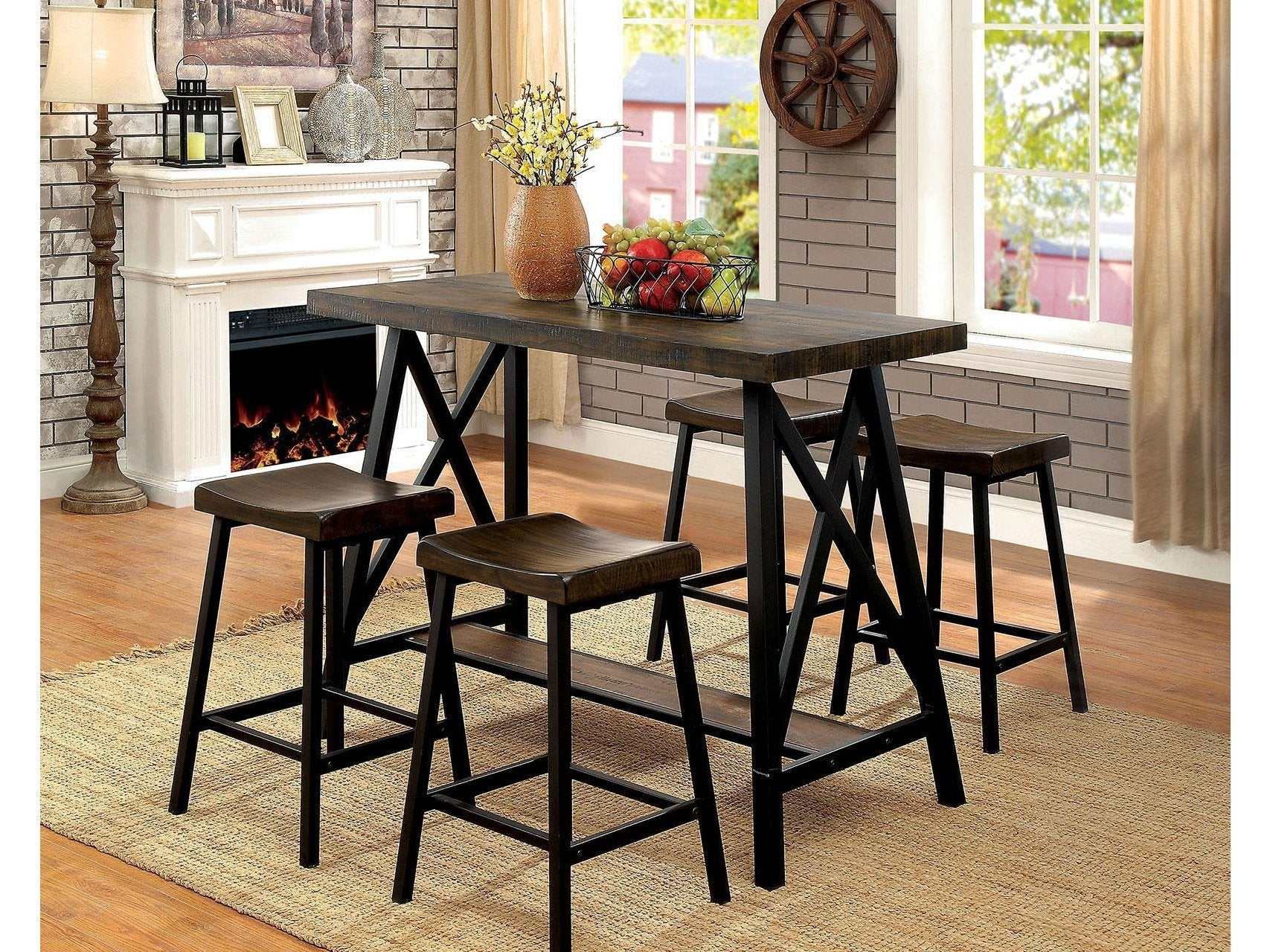 Lainey Weathered Medium Oak & Black Counter Height Dining Table