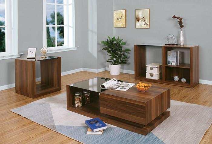 Langenthal Dark Walnut & Black Glass Top Sofa Table