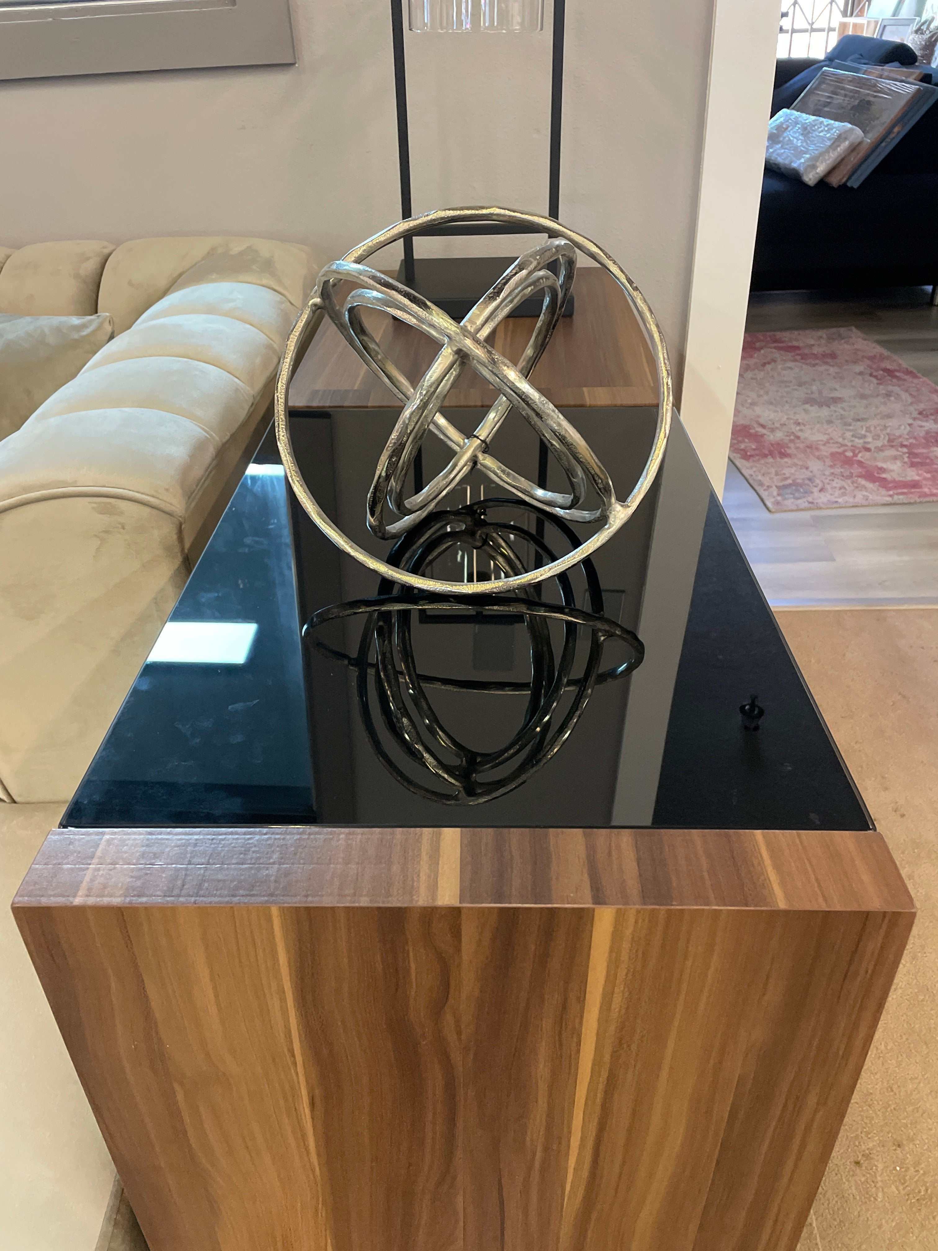 Langenthal Dark Walnut & Black Glass Top Sofa Table