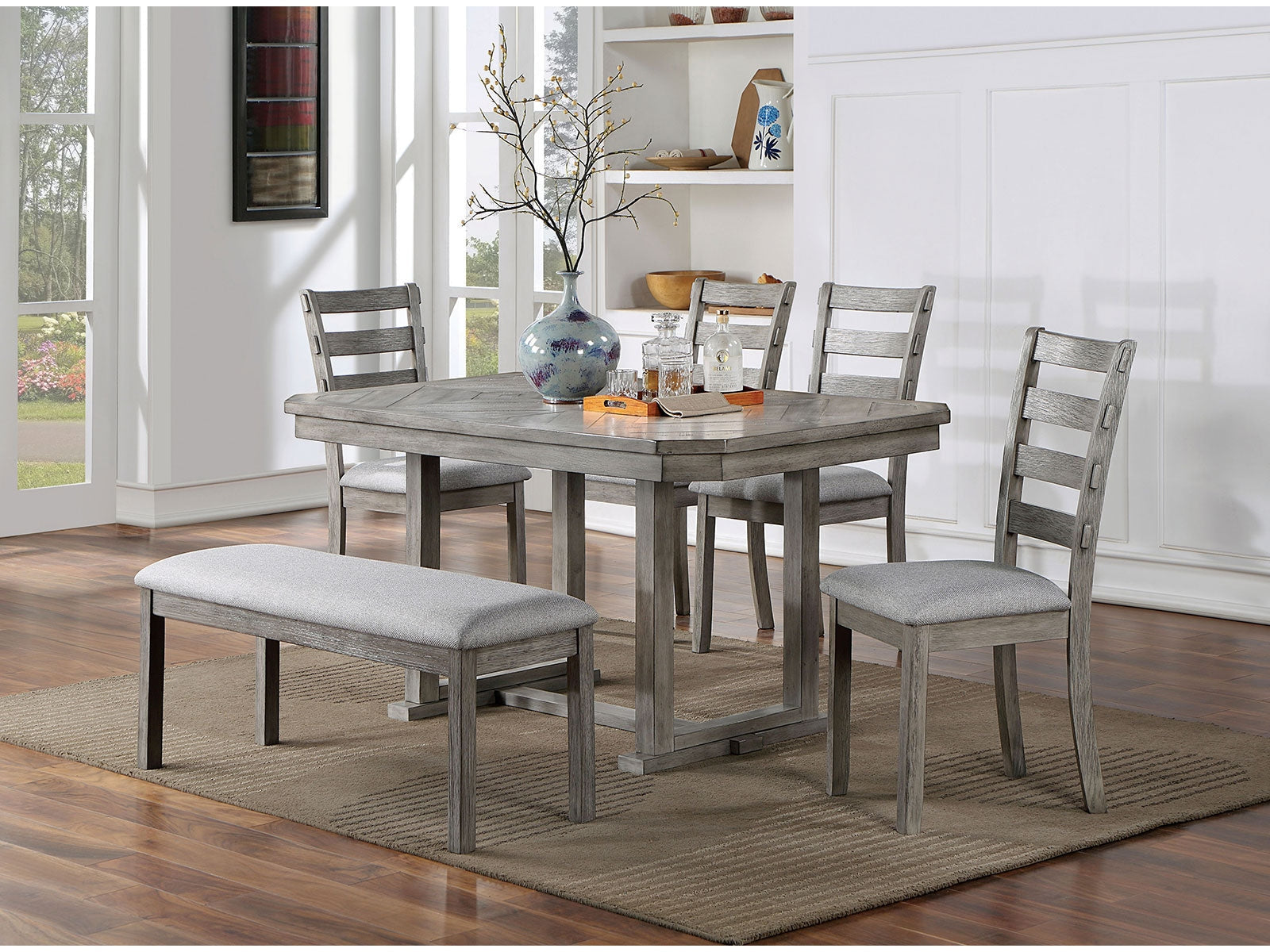 Laquila Gray 6 Pc. Dining Room Set w/ Bench