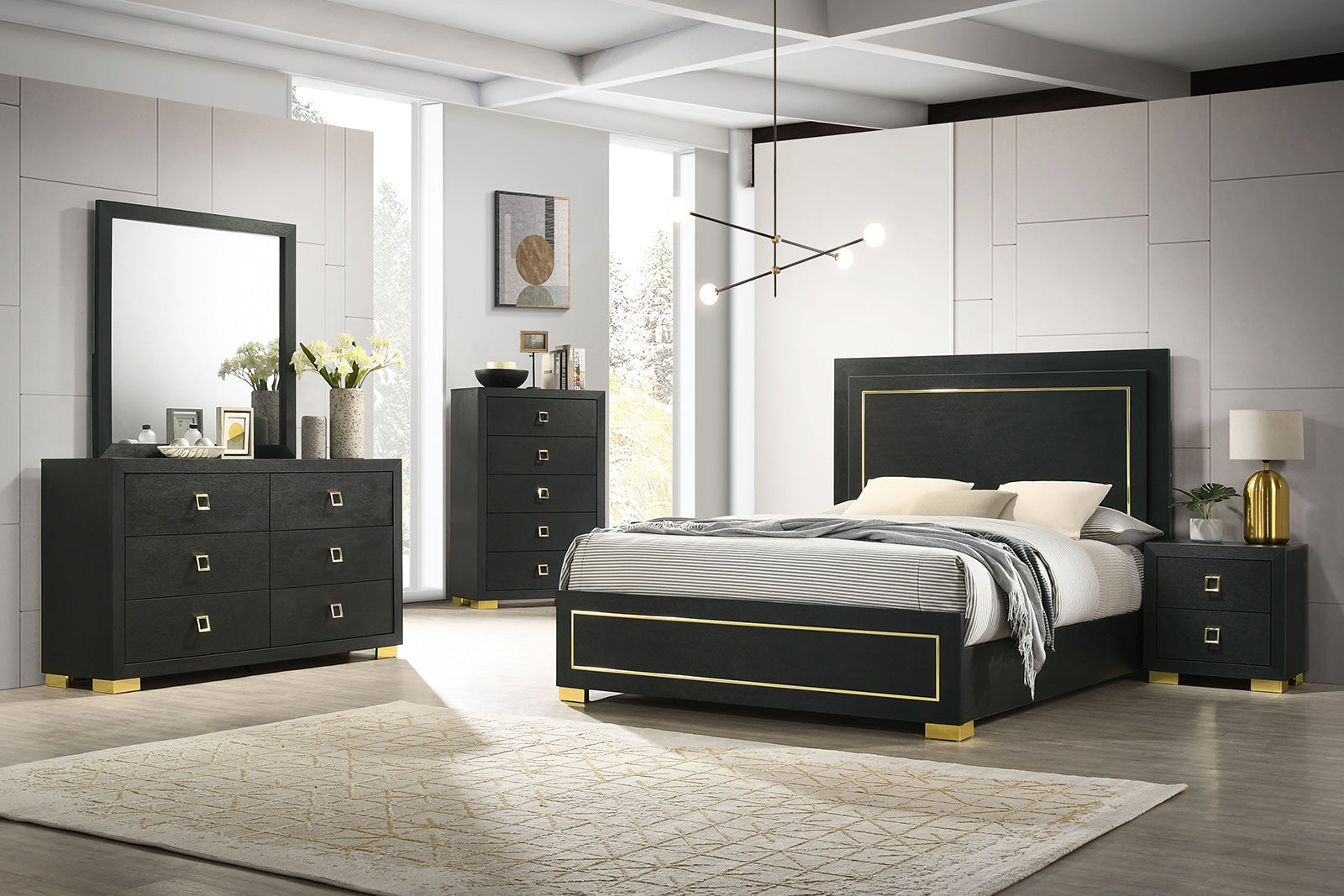 Latimer Black Queen 5 Piece Bedroom Set w/Chest