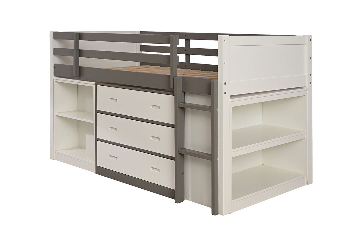 Ledell White/Gray Twin Loft Bed