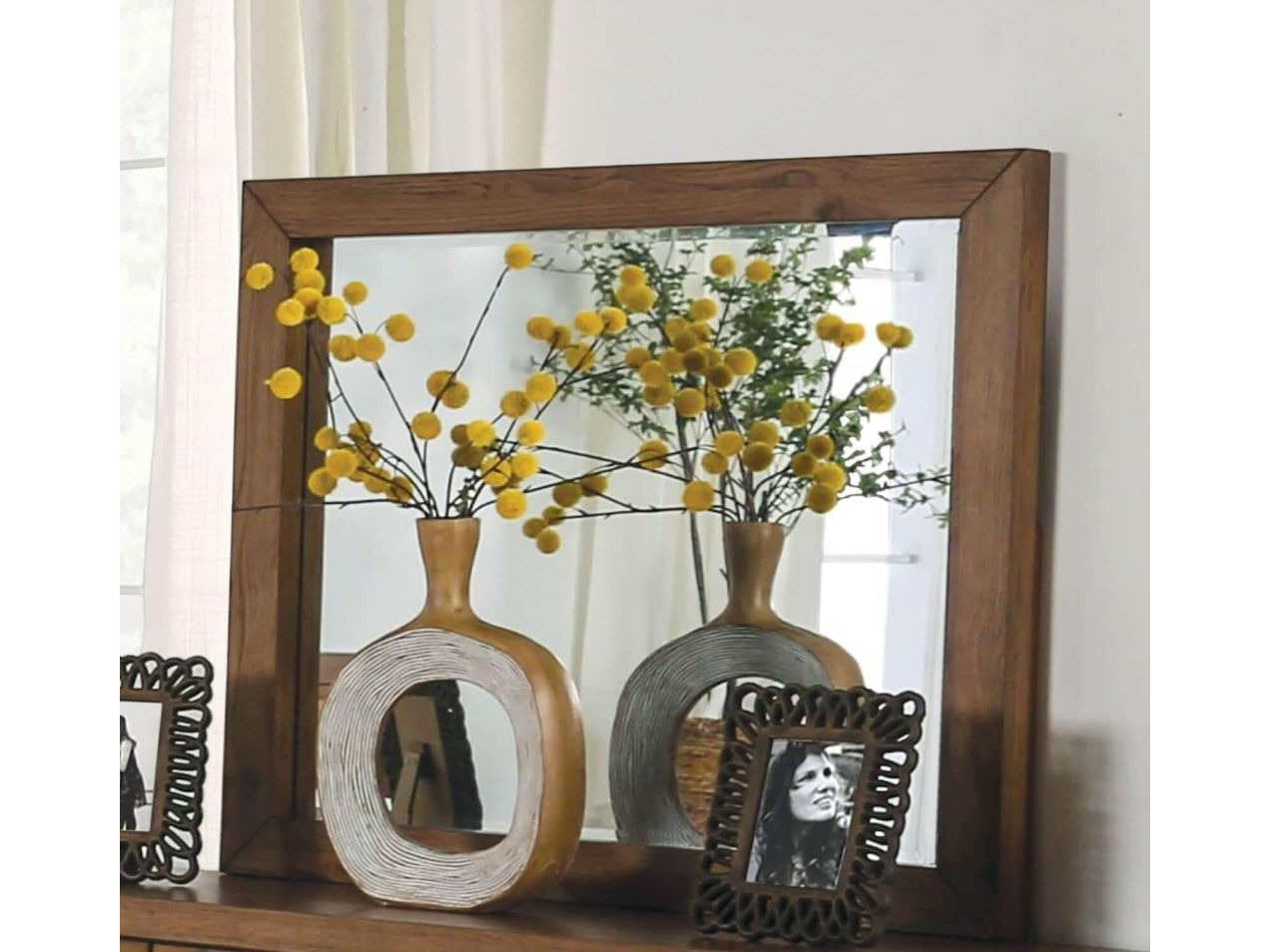 Leirvik Light Walnut Bedroom Mirror