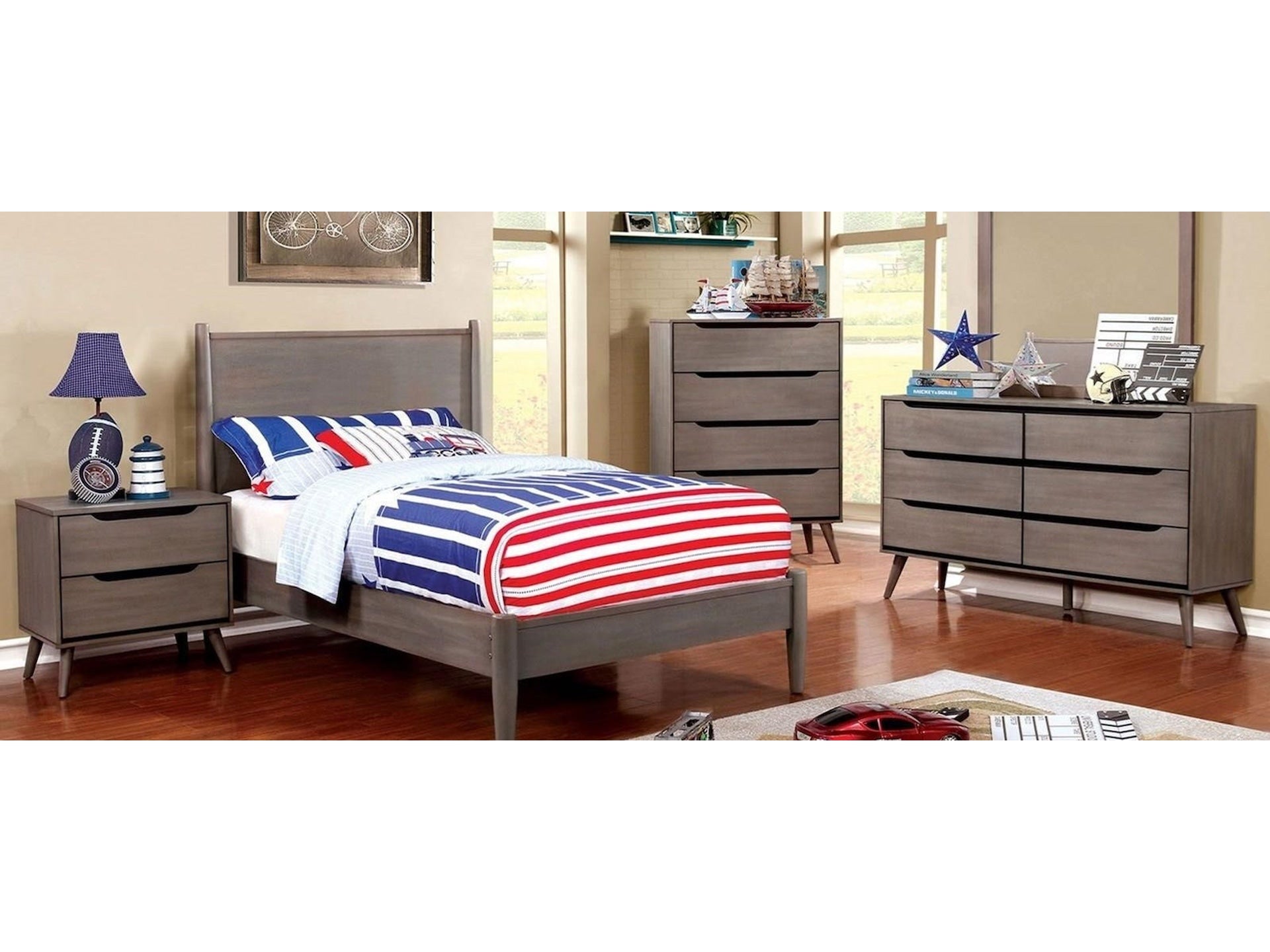 Lennart Gray 4 Pc. Twin Bedroom Set