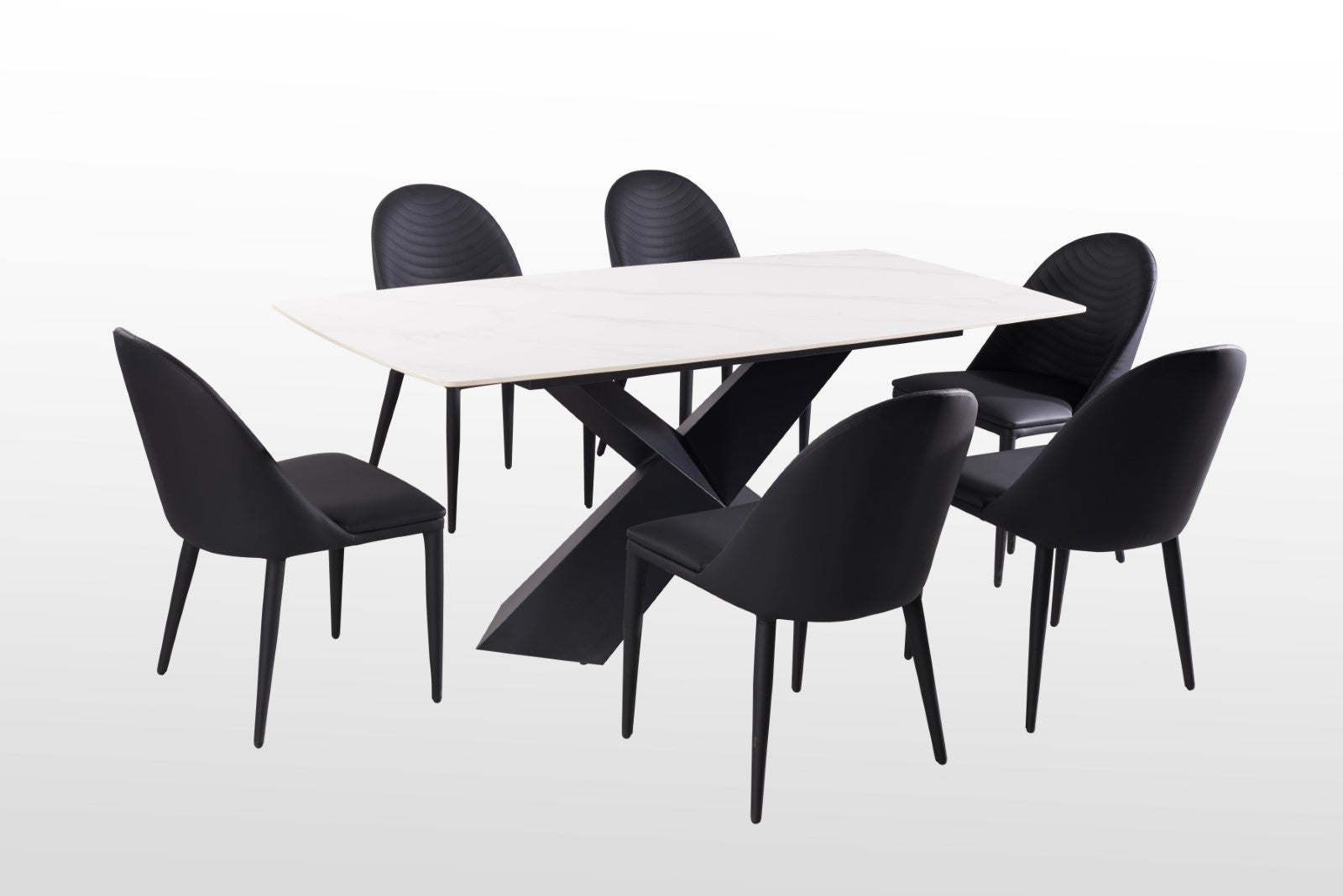 Lenvik Black/White 7 Piece Dining Set