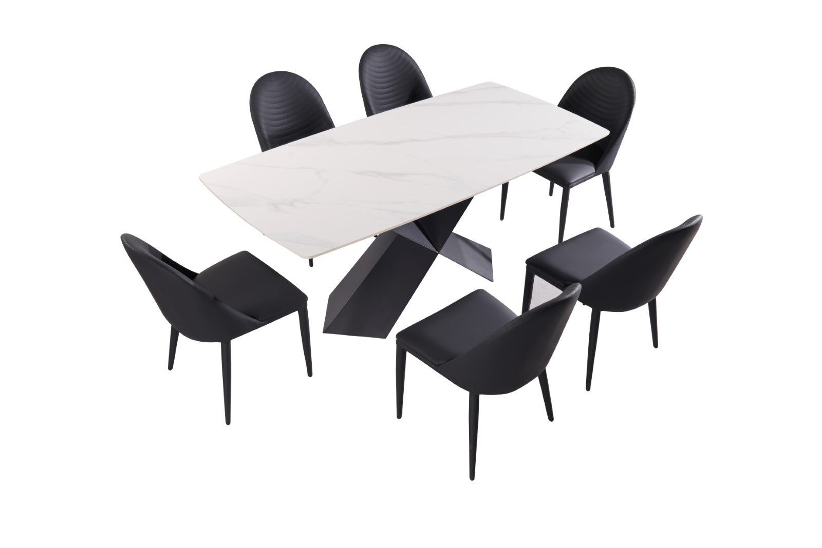 Lenvik Black/White 7 Piece Dining Set