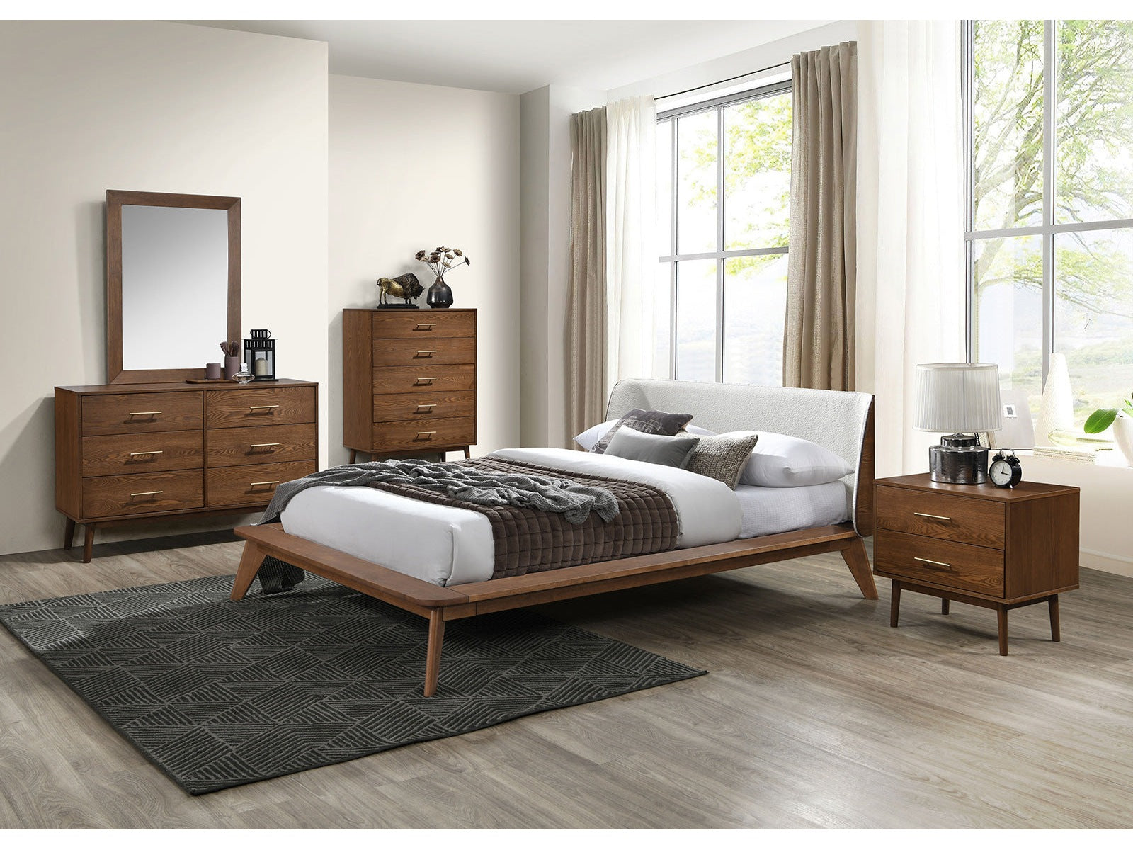 Lenzburg Walnut/Beige 4 Pc. Queen Bedroom Set