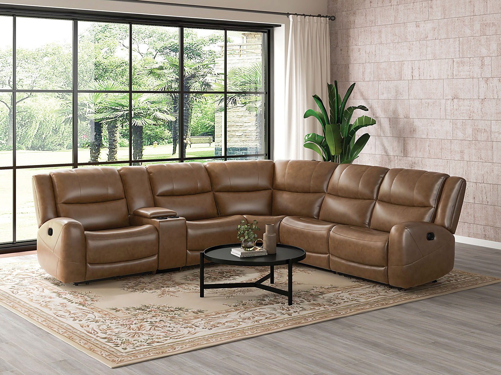 Leolinus Brown Leather Sectional