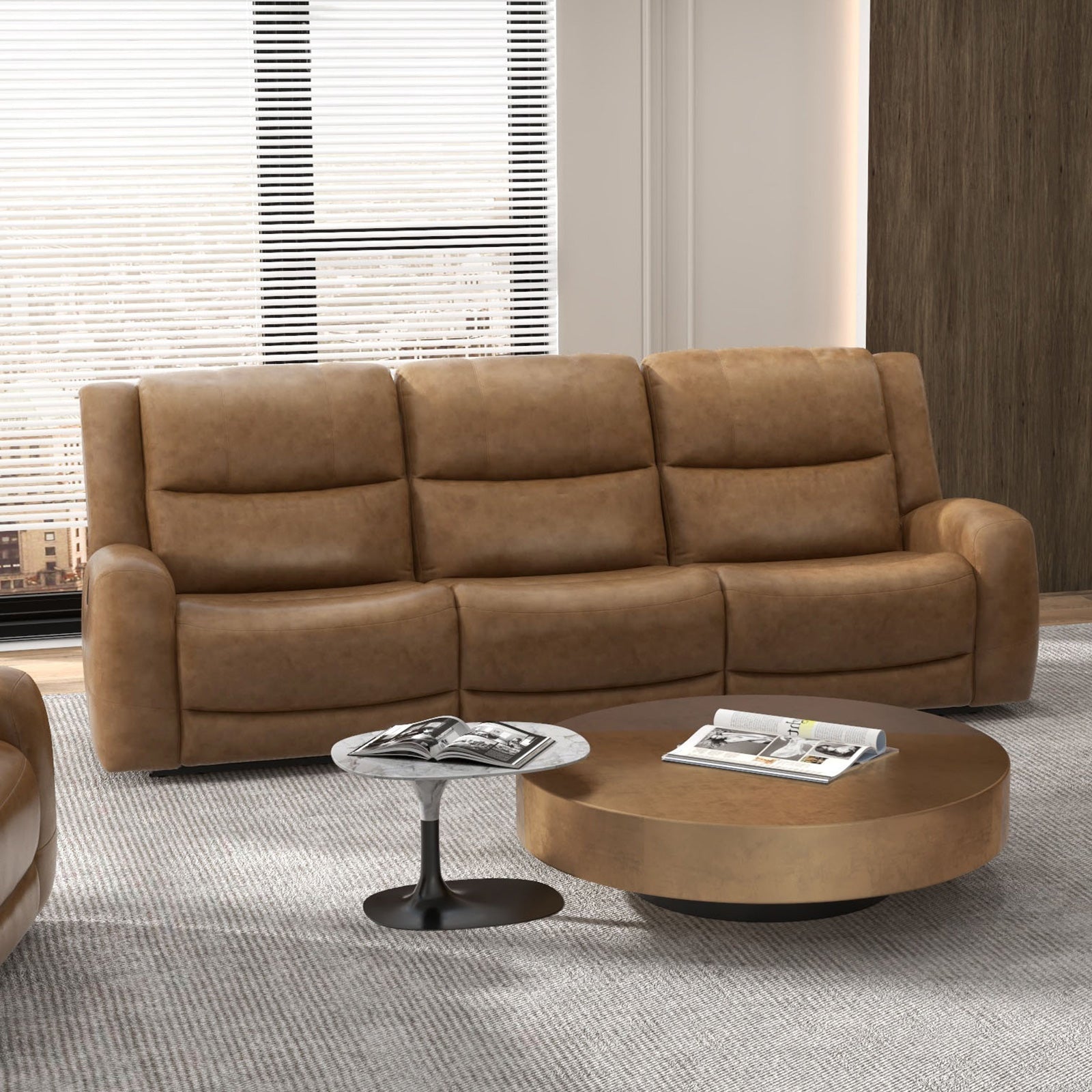 Leolinus Brown Leather Sofa & Loveseat
