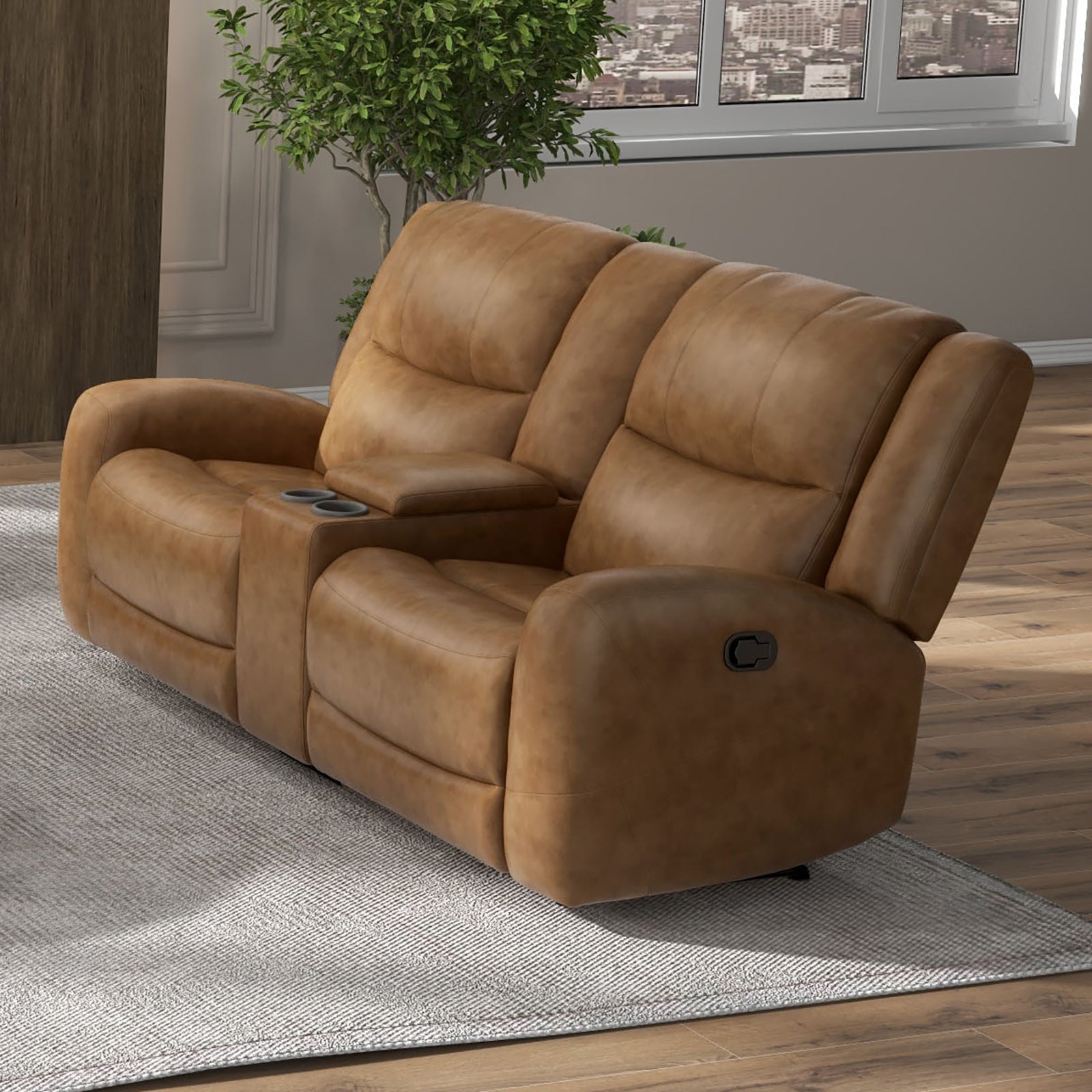 Leolinus Brown Leather Sofa & Loveseat