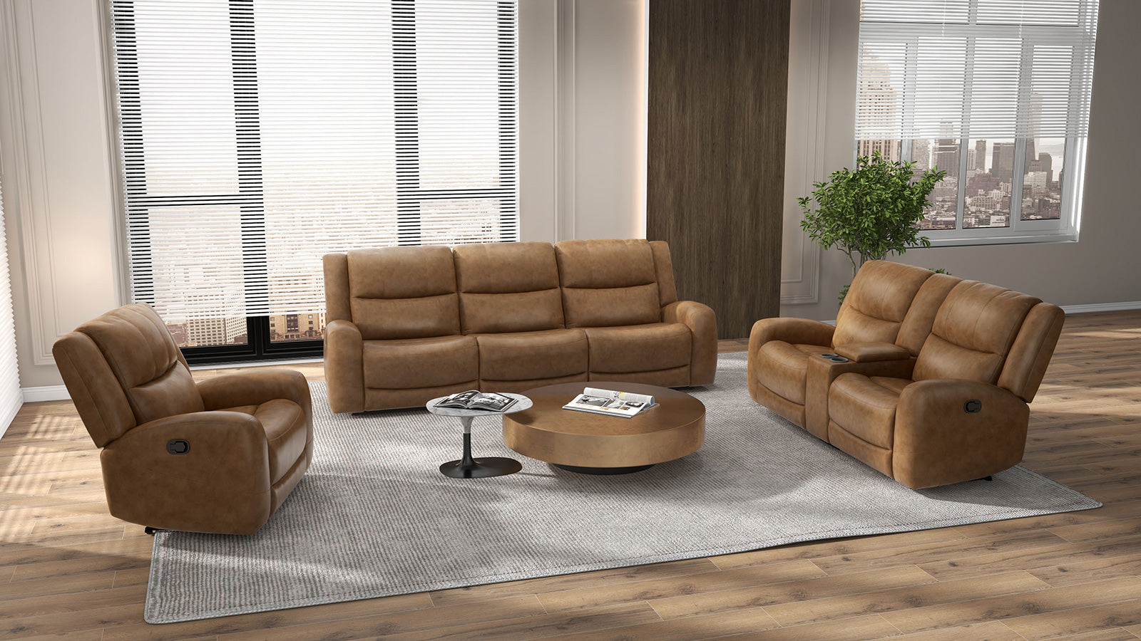 Leolinus Brown Leather Sofa