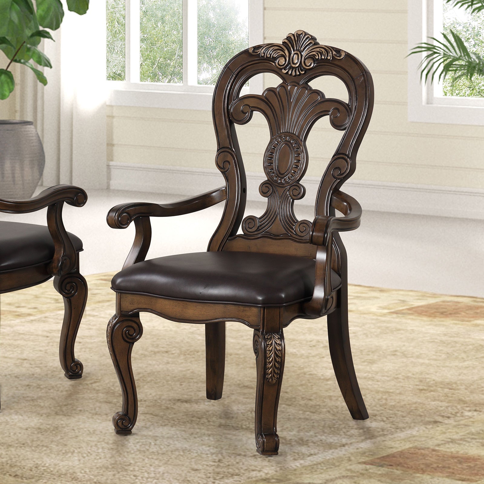 Leovanni Dark Brown 7 Piece Dining Set
