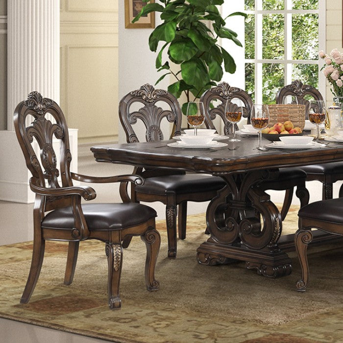 Leovanni Dark Brown Arm Chair (Set of 2)