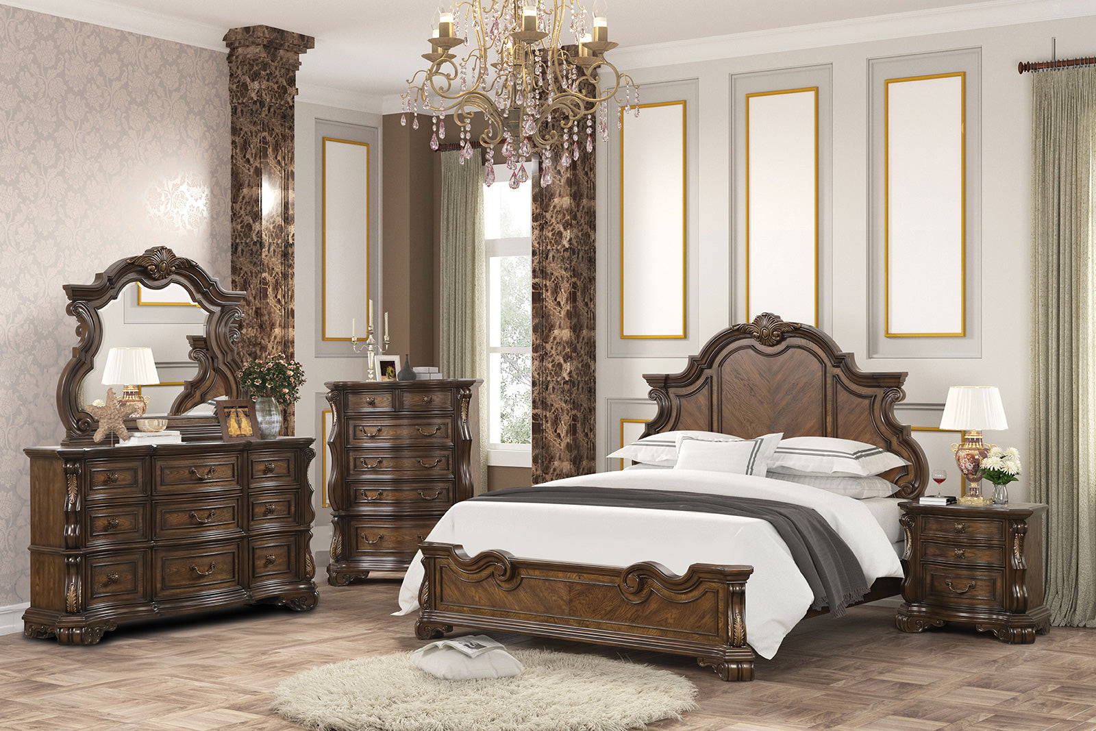 Leovanni Dark Brown Eastern King Bed