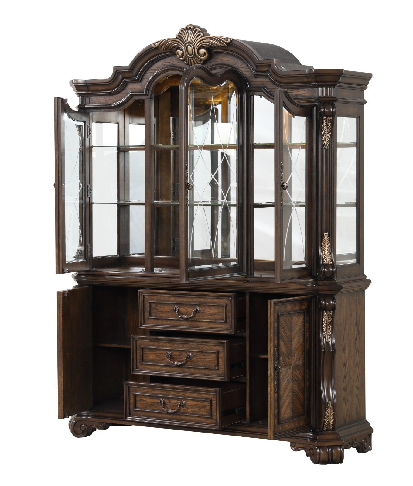 Leovanni Dark Brown Hutch Buffet