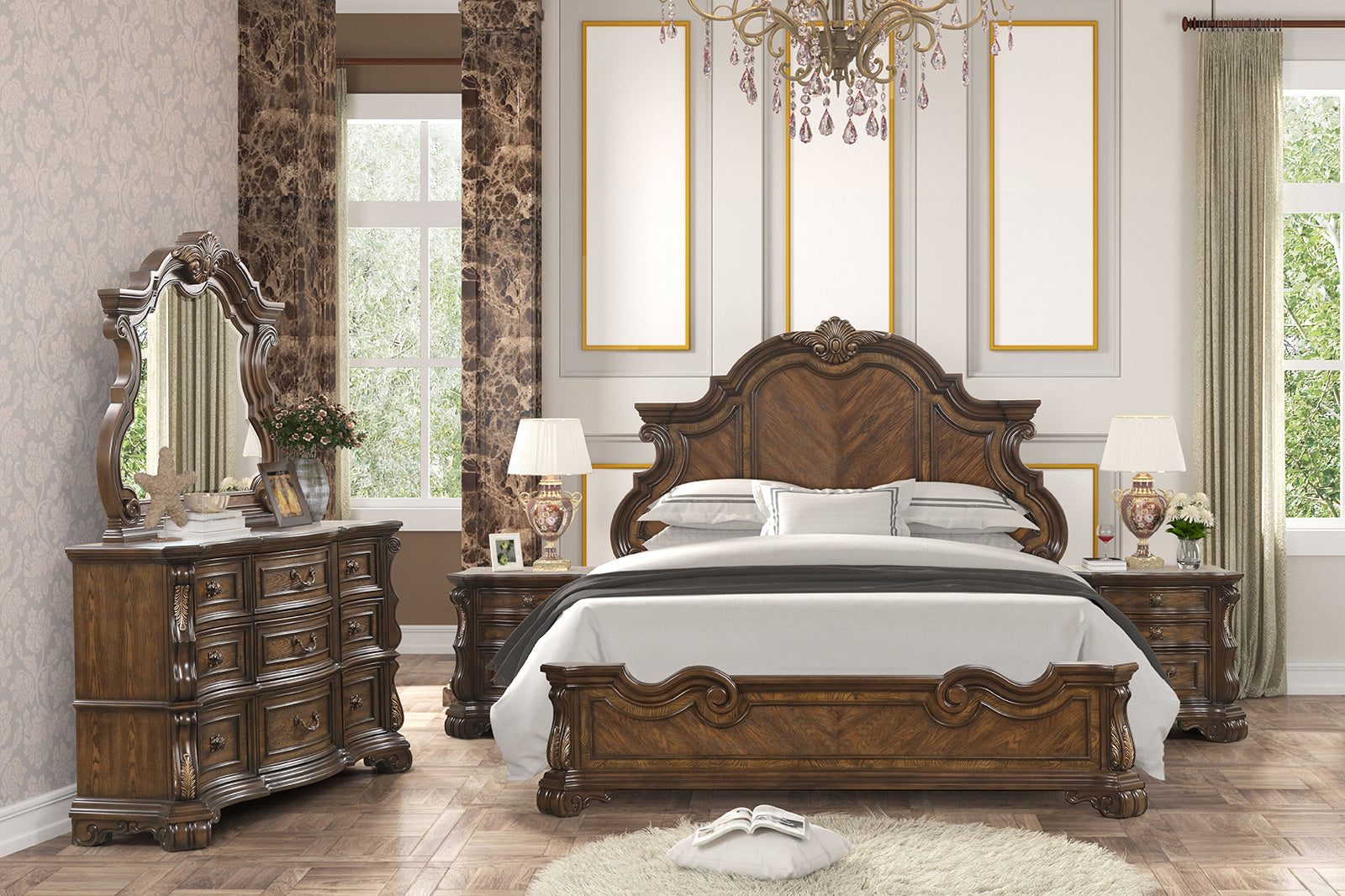 Leovanni Dark Brown Queen Bed