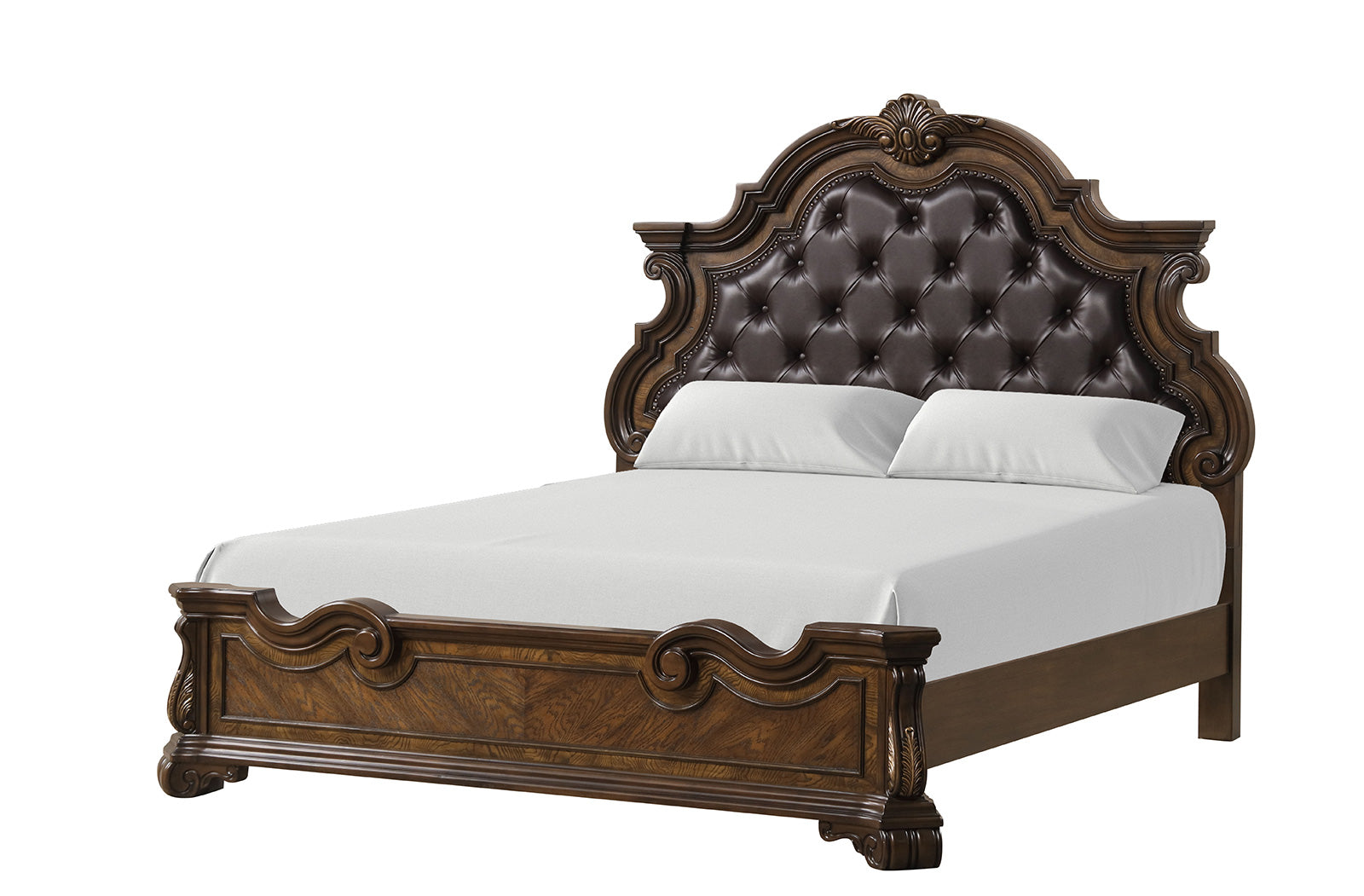 Leovanni Dark Brown Queen Full 4 Piece Bedroom Set