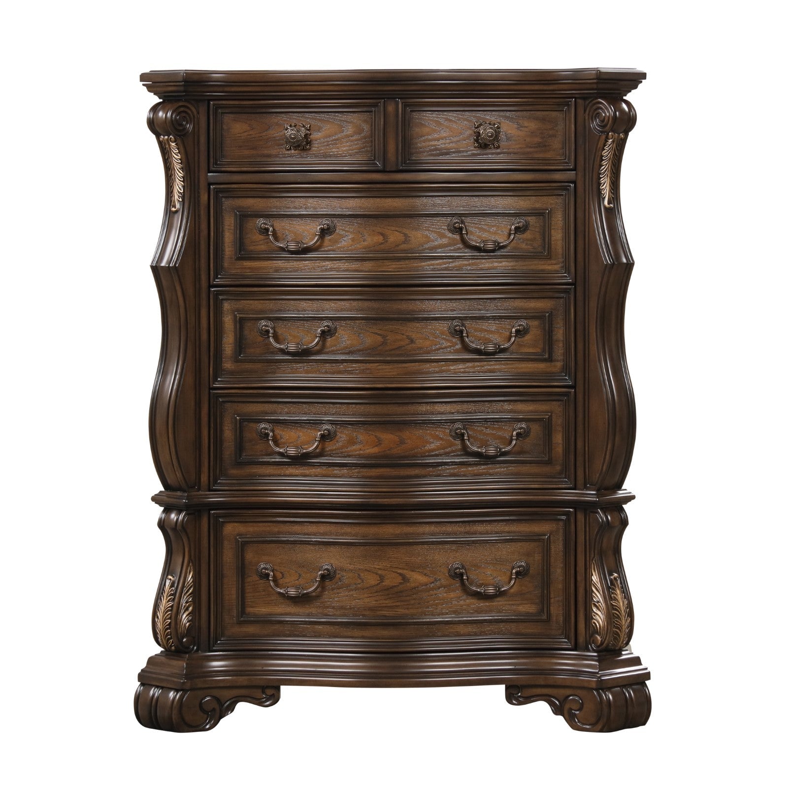 Leovanni Dark Brown Queen Full 5 Piece Bedroom Set w/Chest